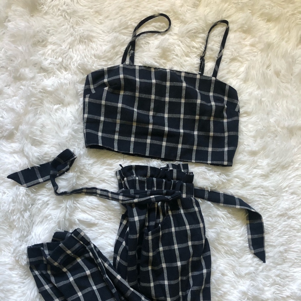Crop Top and Paperbag Pant Set